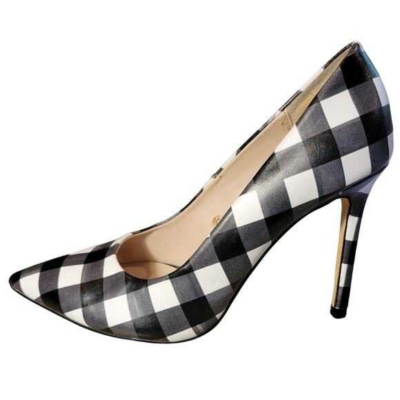 ZARA BASIC Black and White Gingham Plaid Check Stiletto 4" heel Size 38 US 7 - Picture 1 of 8